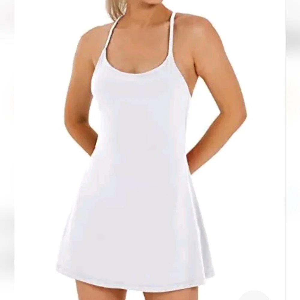 NWT Women's Ewedoos Exercise Tennis Dress with Built-in Bra & Shorts Golf Size L